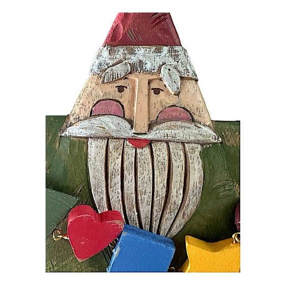 Hand Carved Resin Santa Claus Tree Toper Ornament 8” Whimsical Folk Art - Picture 2 of 4